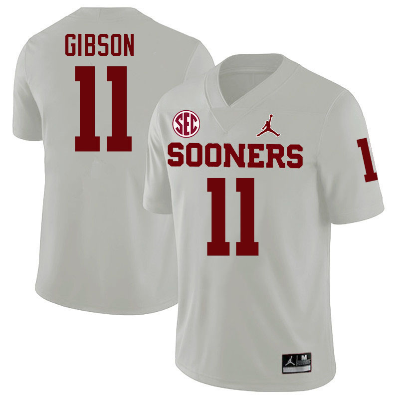 Oklahoma Sooners #11 Javonnie Gibson College Football Jersey Stitched-White